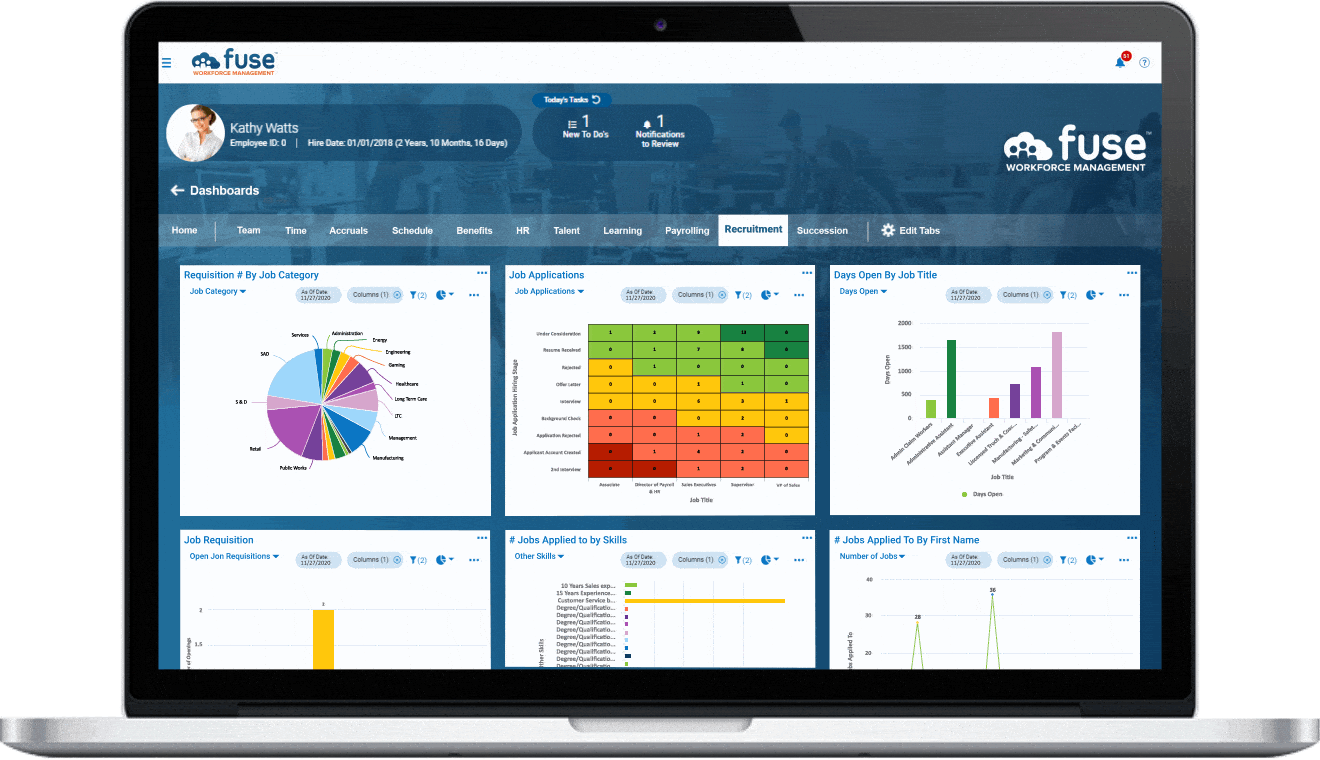 Fuse Workforce Management ATS and Onboarding Recruit Dashboard GIF