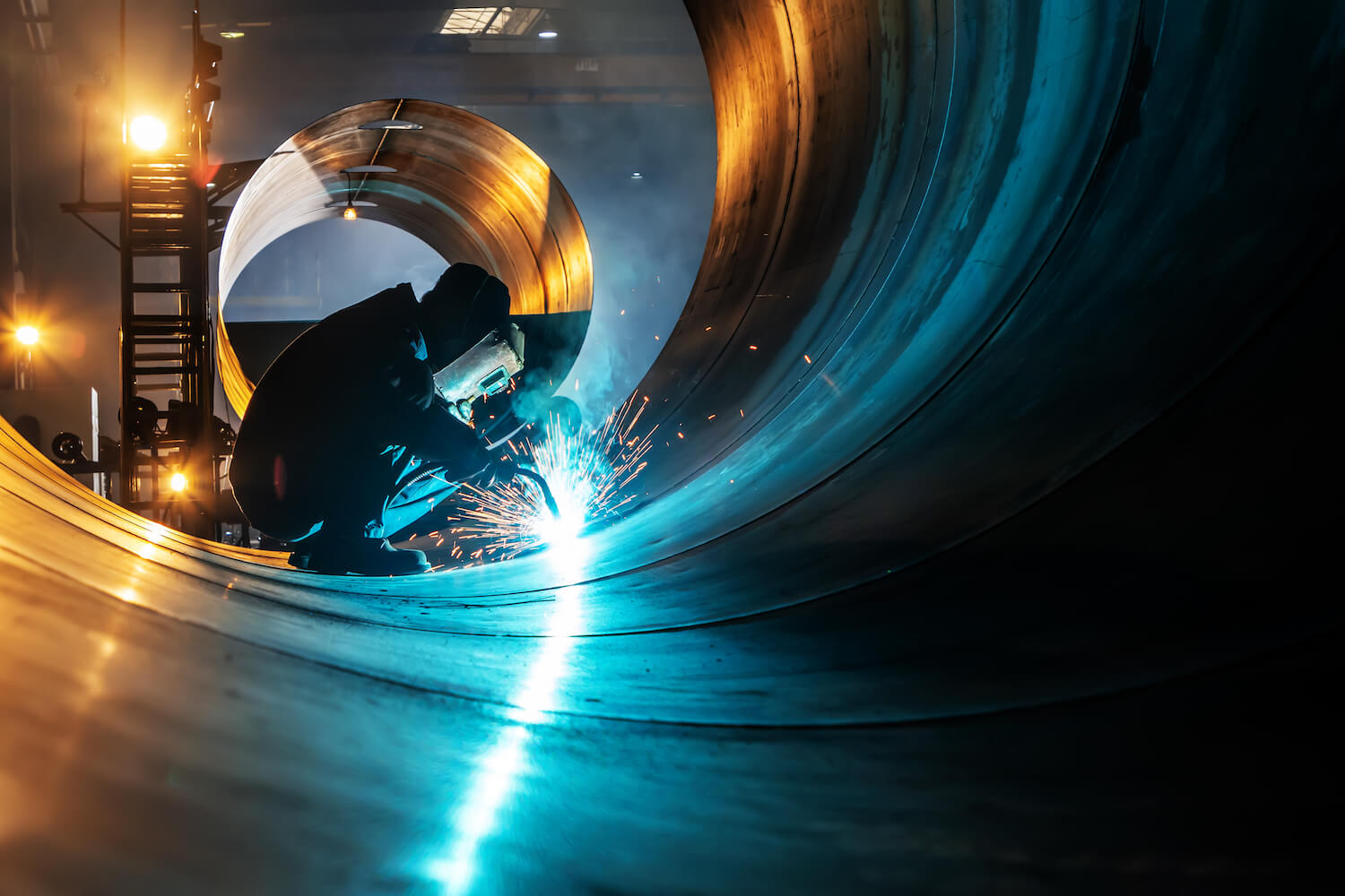 Welder in manufacturing for testimonial for payroll and time and attendance