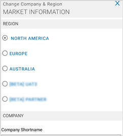 Selecting your region in the app