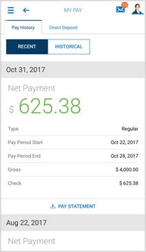Recent pay history